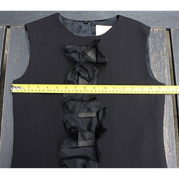 Olivine Gabbro - Sleeveless Wool Sheath Dress with Silk Organza Accents, size 4 - Picture 6 of 15